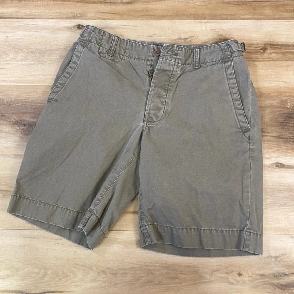 Banana Republic Shorts Mens 32 Button Fly Side Cinch Olive Khaki 2005 Y2K